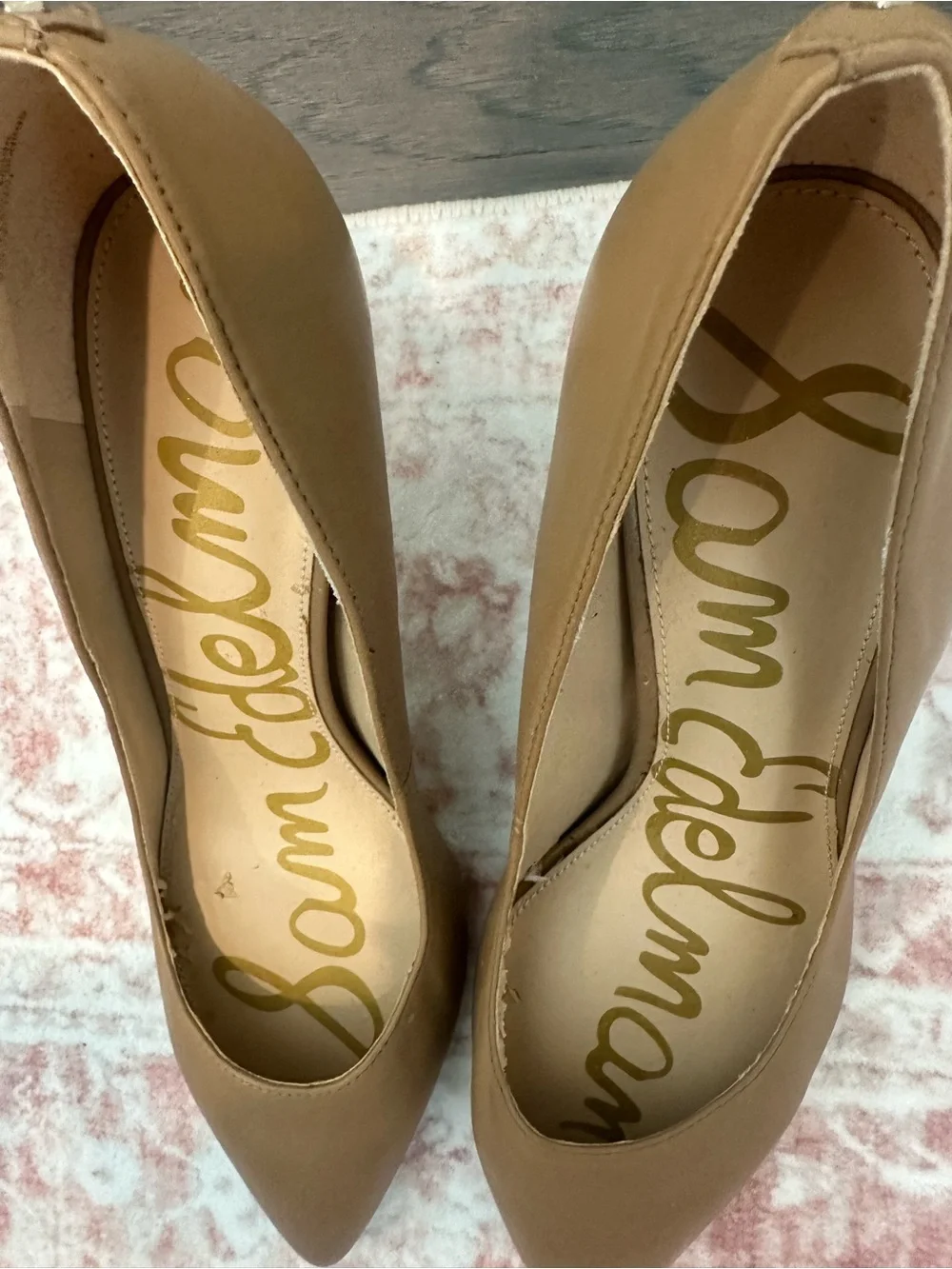 Sam Edelman Tan Pointed-Toe Leather Pumps